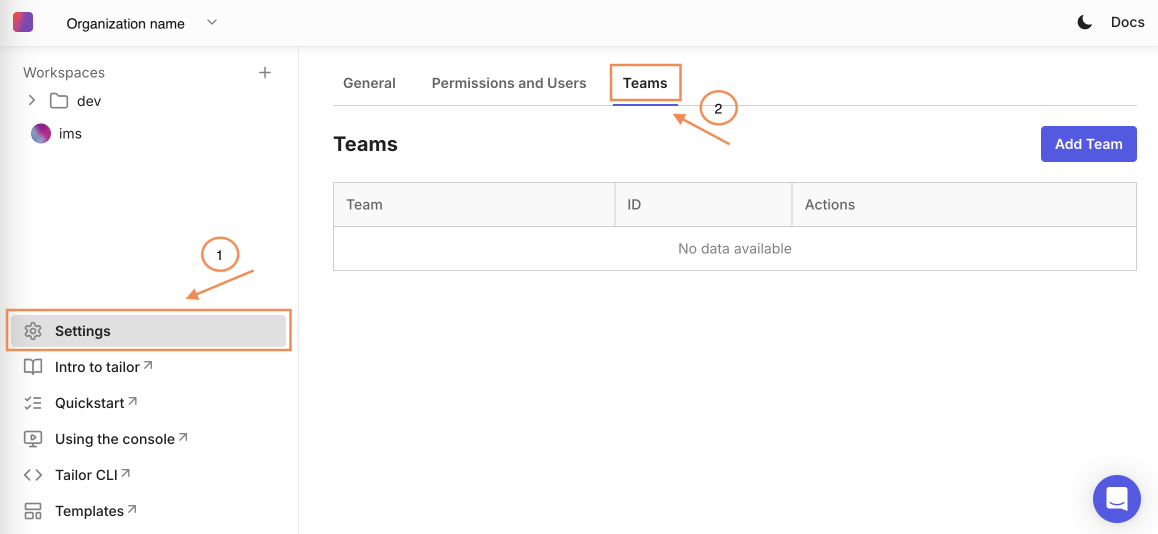 Console Create New Workspace Modal