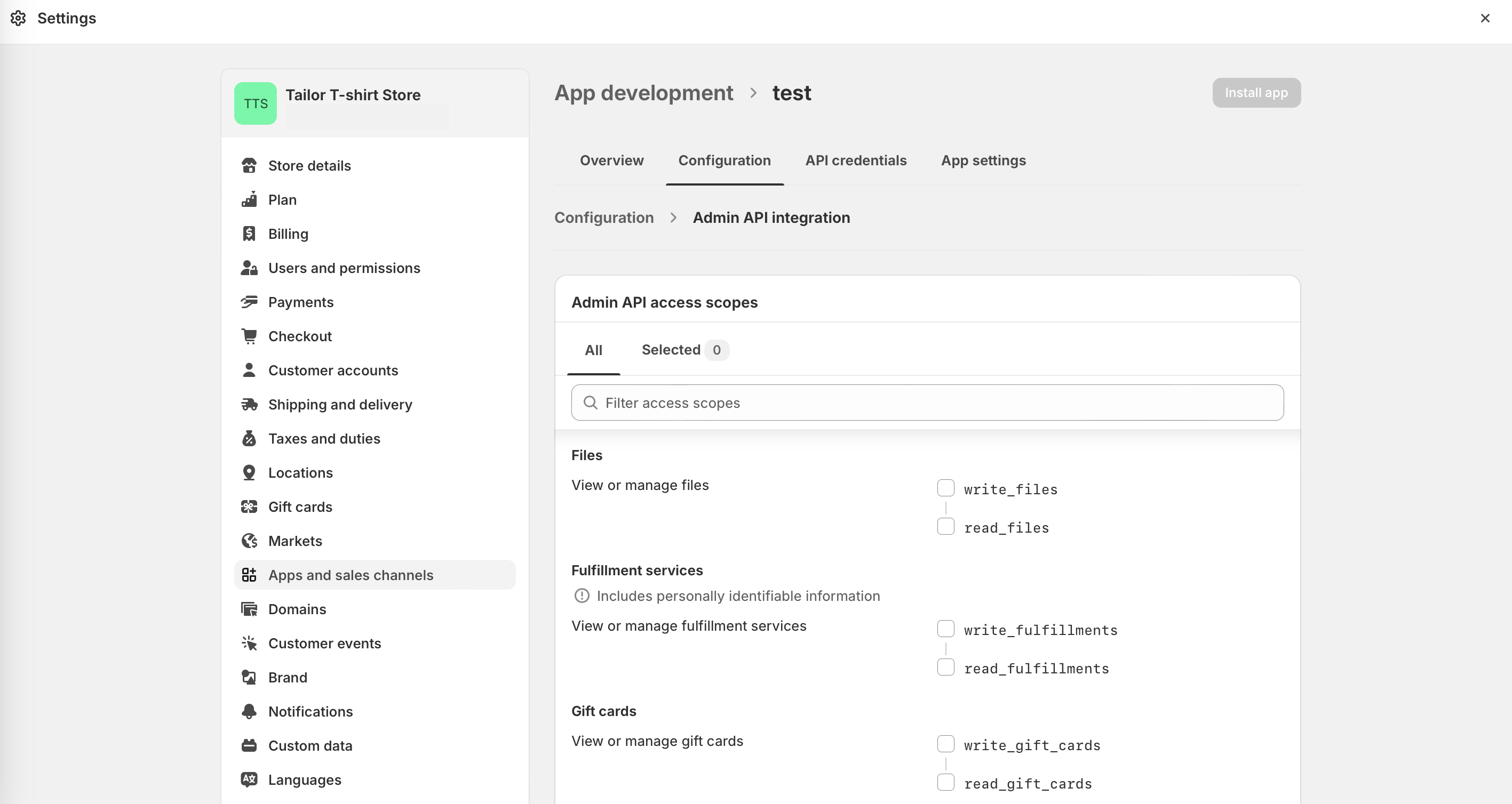 Guide – Shopify Admin API configuration