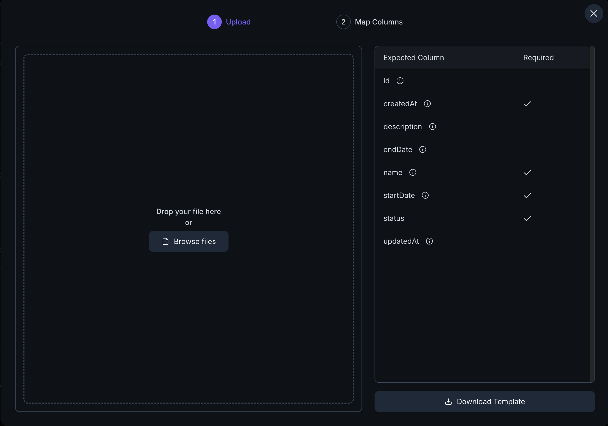 Tailor Console - Data import upload