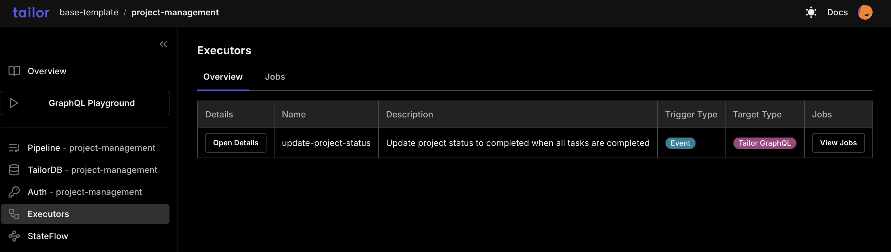 Update Project Status Executor