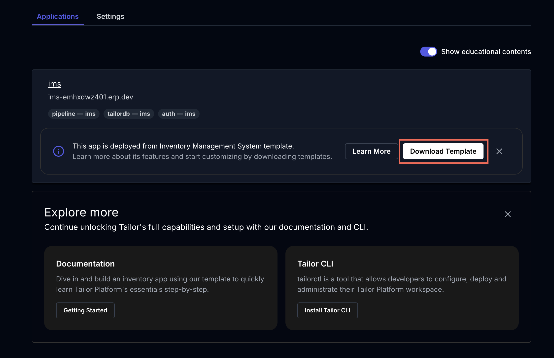 Console Download Template