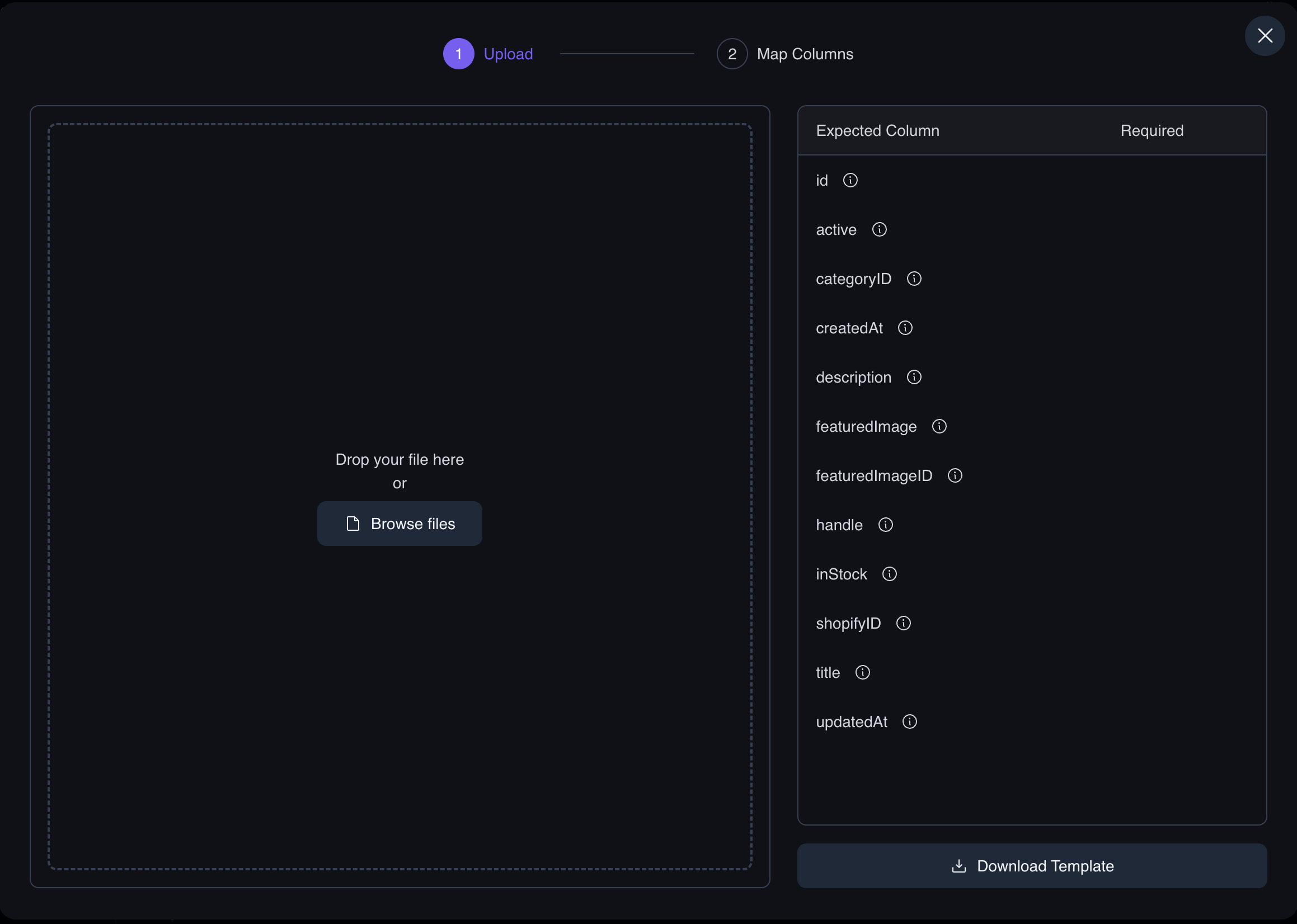 Tailor Console - Data import upload