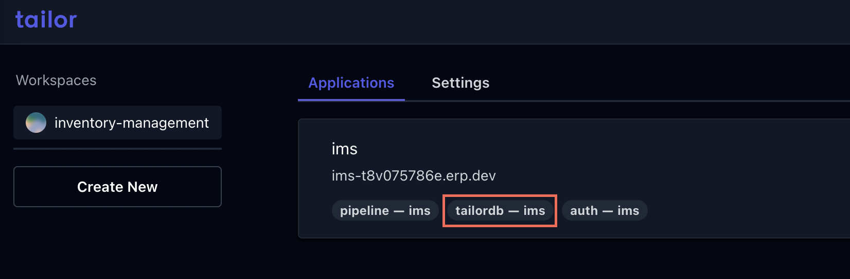 Tailor Console - Select App